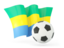 Gabon. Football with waving flag. Download icon.