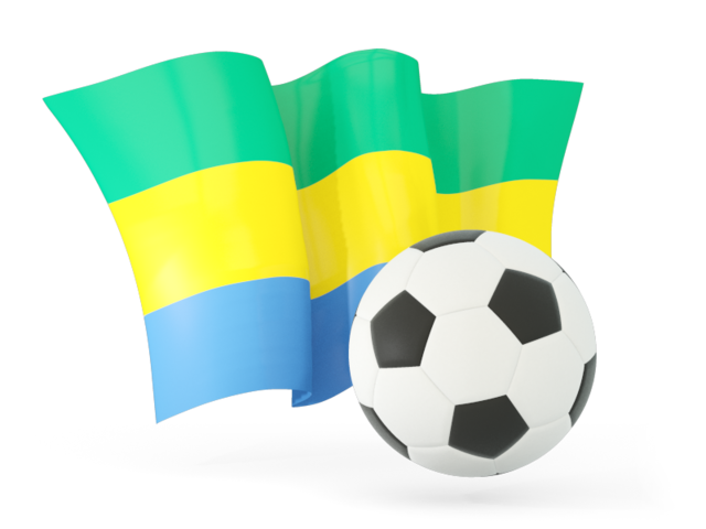 Football with waving flag. Download flag icon of Gabon at PNG format