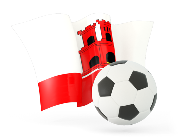 Футбольный мяч с волнистым флагом. Скачать флаг. Гибралтар