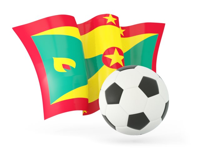 Football with waving flag. Download flag icon of Grenada at PNG format