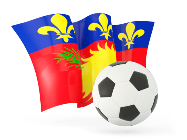 Football with waving flag. Download flag icon of Guadeloupe at PNG format