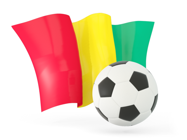 Football with waving flag. Download flag icon of Guinea at PNG format