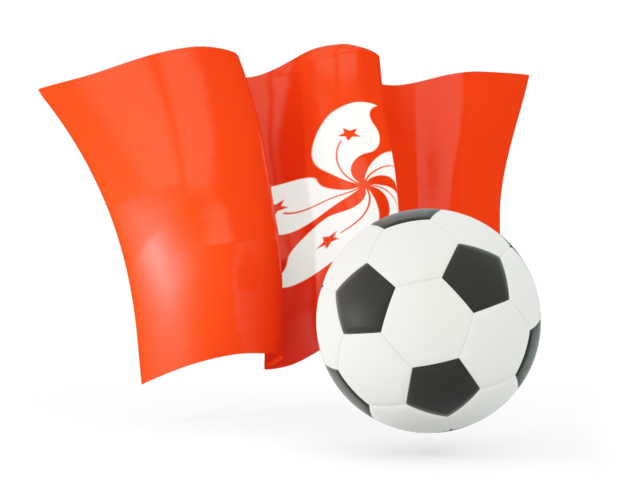 Football with waving flag. Download flag icon of Hong Kong at PNG format