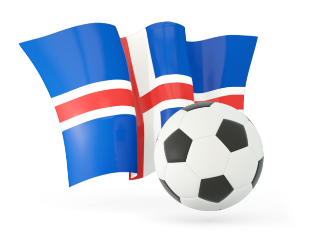 Футбольный мяч с волнистым флагом. Скачать флаг. Исландия