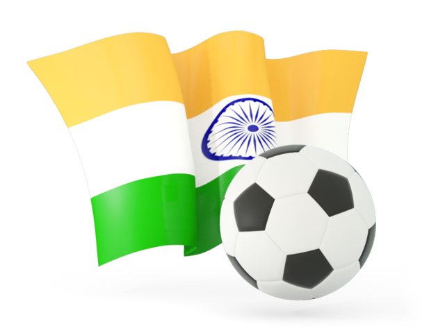 Football with waving flag. Download flag icon of India at PNG format