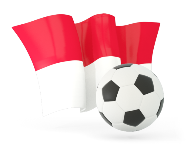 Футбольный мяч с волнистым флагом. Скачать флаг. Индонезия