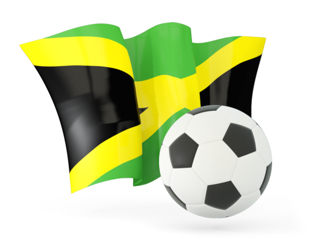 Football with waving flag. Download flag icon of Jamaica at PNG format