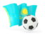 Kazakhstan. Football with waving flag. Download icon.