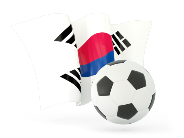 Футбольный мяч с волнистым флагом. Скачать флаг. Южная Корея
