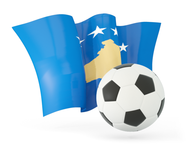 Football with waving flag. Download flag icon of Kosovo at PNG format