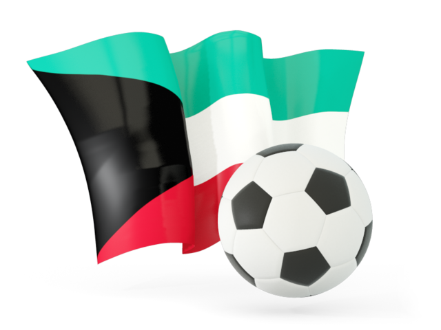 Футбольный мяч с волнистым флагом. Скачать флаг. Кувейт