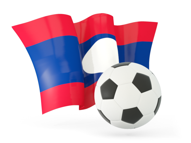 Футбольный мяч с волнистым флагом. Скачать флаг. Лаос