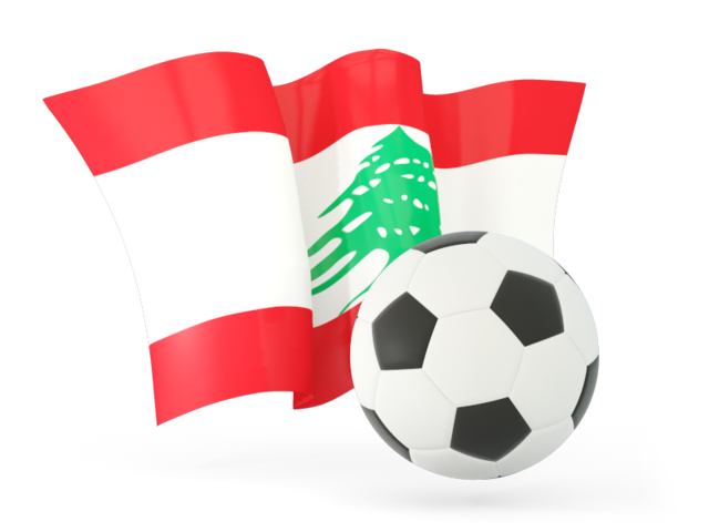 Football with waving flag. Download flag icon of Lebanon at PNG format