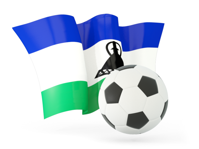 Football with waving flag. Download flag icon of Lesotho at PNG format