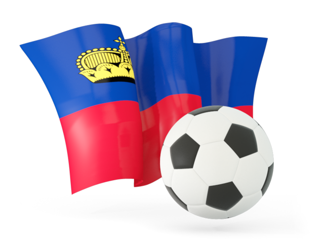 Football with waving flag. Download flag icon of Liechtenstein at PNG format