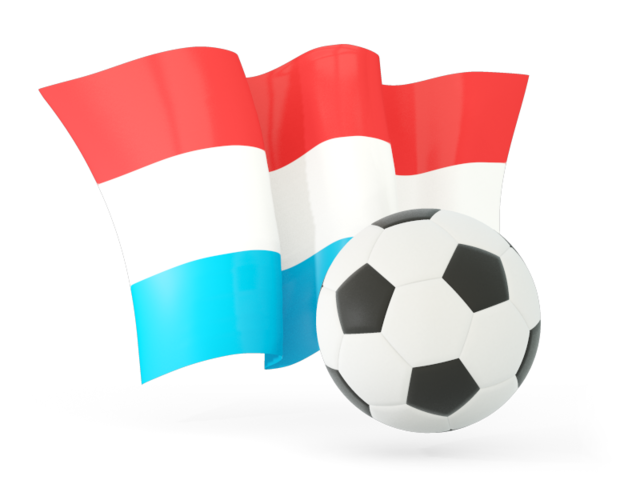 Футбольный мяч с волнистым флагом. Скачать флаг. Люксембург
