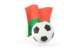 Madagascar. Football with waving flag. Download icon.