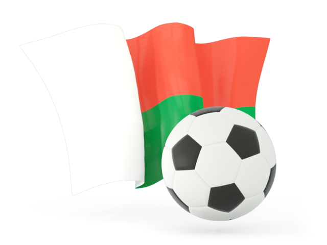 Футбольный мяч с волнистым флагом. Скачать флаг. Мадагаскар