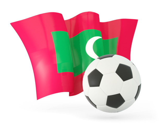 Футбольный мяч с волнистым флагом. Скачать флаг. Мальдивы