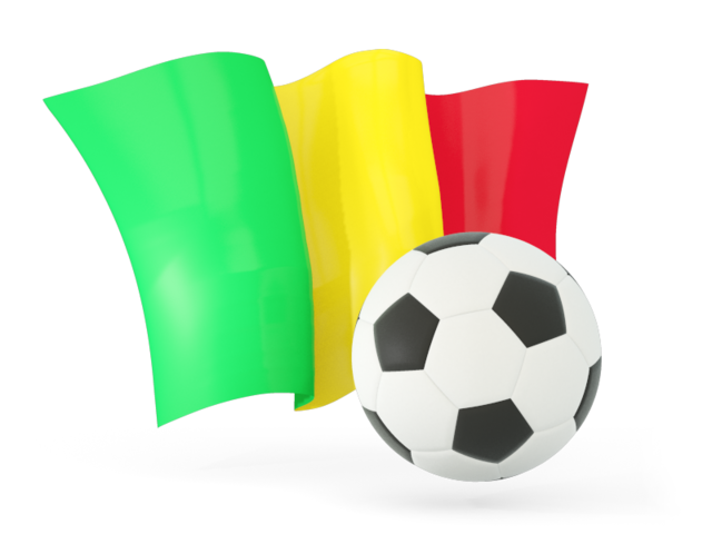 Football with waving flag. Download flag icon of Mali at PNG format