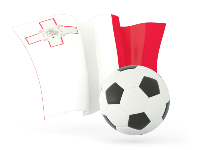 Футбольный мяч с волнистым флагом. Скачать флаг. Мальта