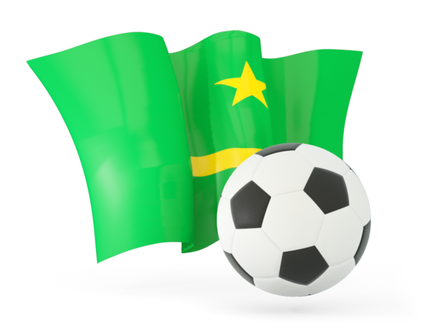 Football with waving flag. Download flag icon of Mauritania at PNG format
