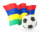 Mauritius. Football with waving flag. Download icon.