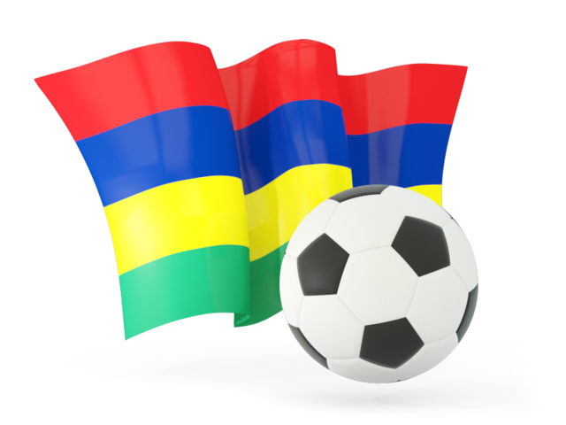 Football with waving flag. Download flag icon of Mauritius at PNG format