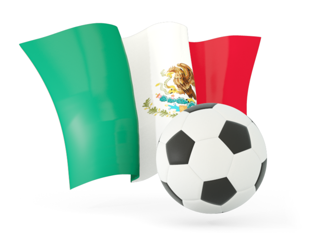 Футбольный мяч с волнистым флагом. Скачать флаг. Мексика