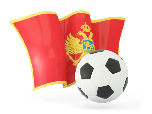 Football with waving flag. Download flag icon of Montenegro at PNG format