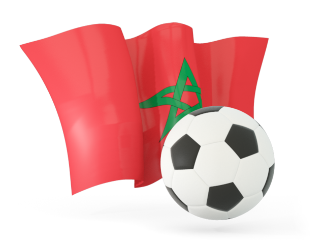 Football with waving flag. Download flag icon of Morocco at PNG format