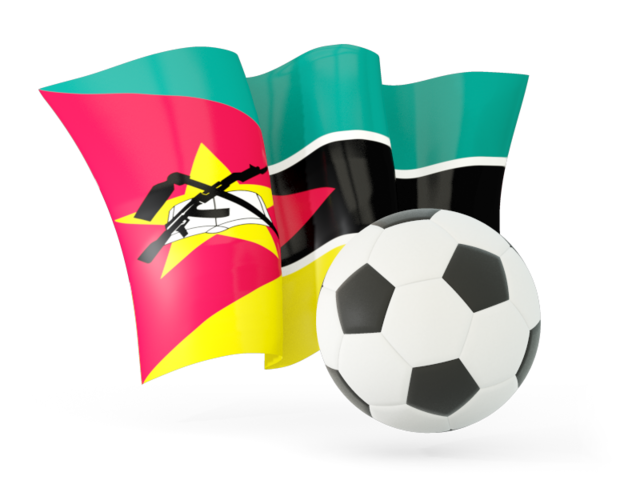 Football with waving flag. Download flag icon of Mozambique at PNG format