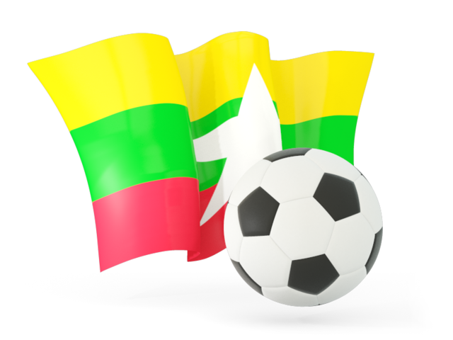 Футбольный мяч с волнистым флагом. Скачать флаг. Мьянма