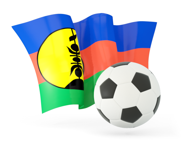 Football with waving flag. Download flag icon of New Caledonia at PNG format