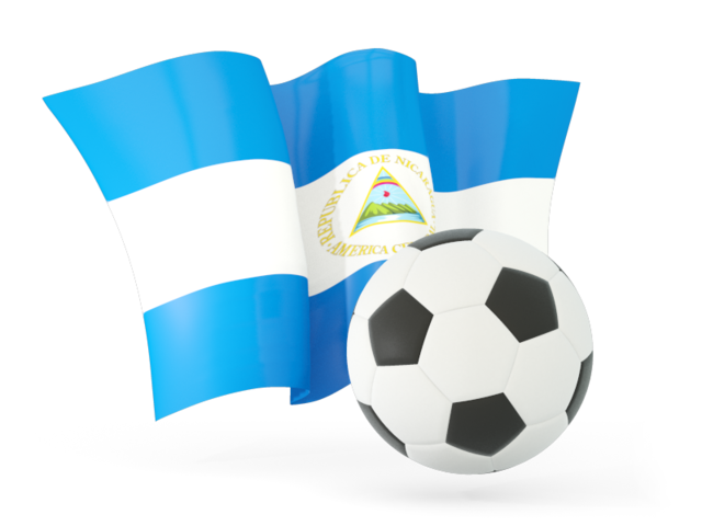 Футбольный мяч с волнистым флагом. Скачать флаг. Никарагуа