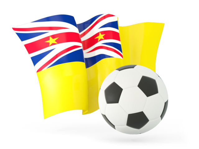 Football with waving flag. Download flag icon of Niue at PNG format