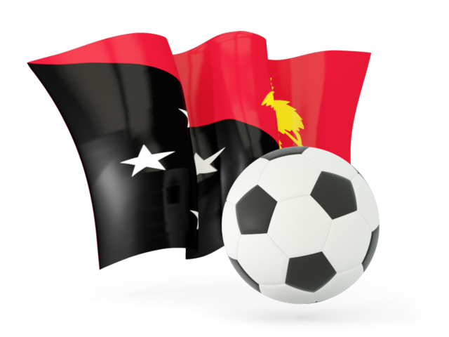 Football with waving flag. Download flag icon of Papua New Guinea at PNG format
