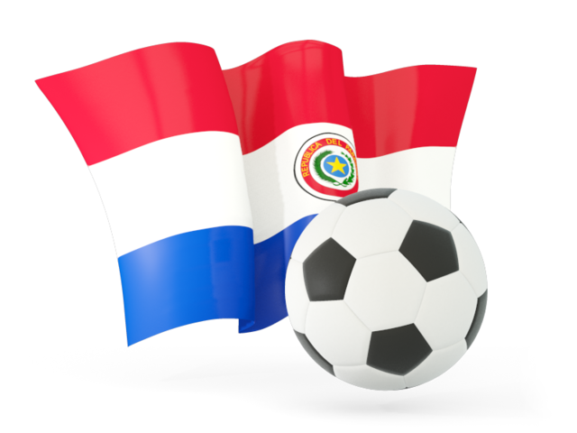 Футбольный мяч с волнистым флагом. Скачать флаг. Парагвай