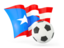 Puerto Rico. Football with waving flag. Download icon.