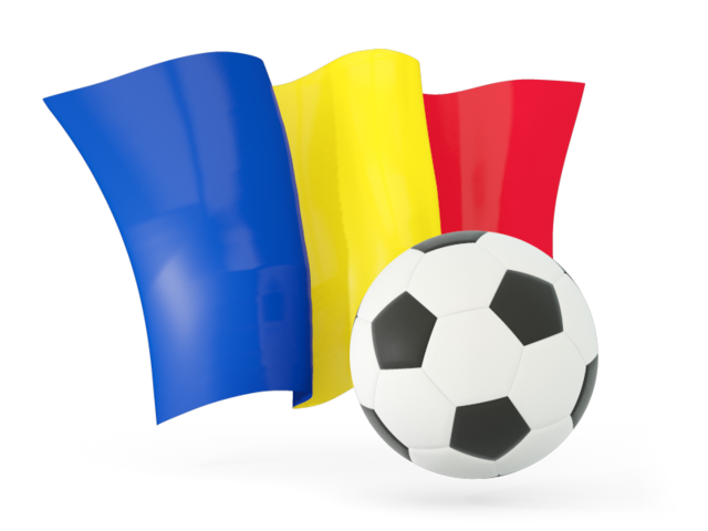 Football with waving flag. Download flag icon of Romania at PNG format