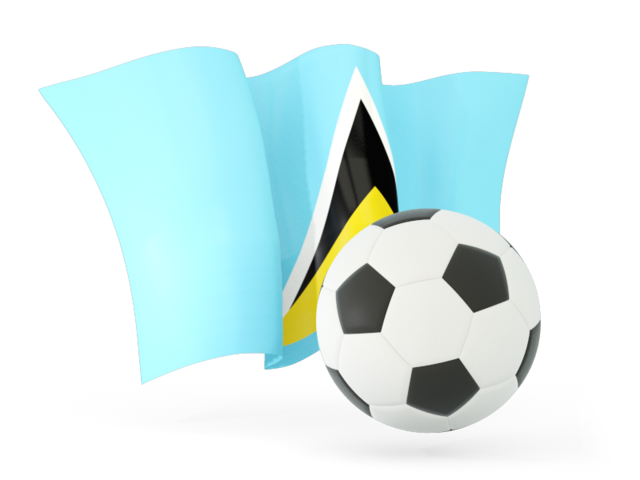 Football with waving flag. Download flag icon of Saint Lucia at PNG format