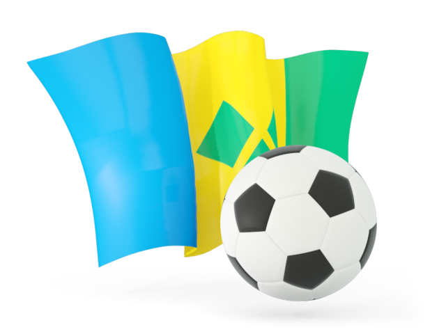 Футбольный мяч с волнистым флагом. Скачать флаг. Сент-Винсент и Гренадины