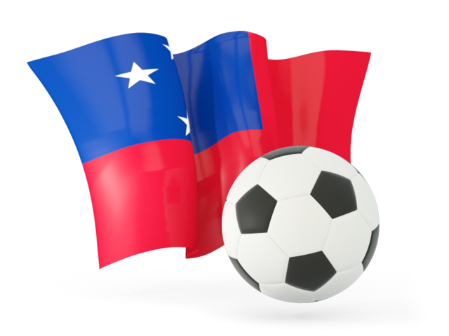 Football with waving flag. Download flag icon of Samoa at PNG format