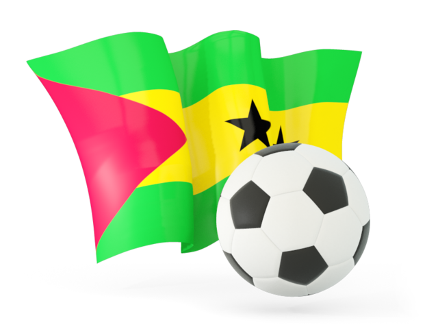 Football with waving flag. Download flag icon of Sao Tome and Principe at PNG format