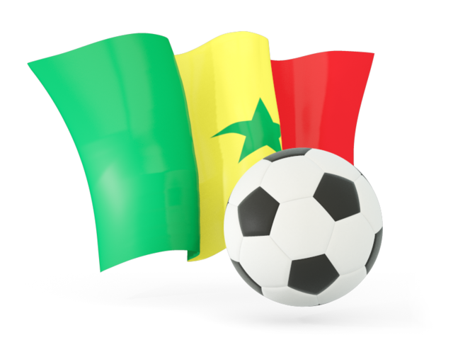 Football with waving flag. Download flag icon of Senegal at PNG format