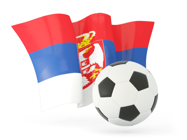 Футбольный мяч с волнистым флагом. Скачать флаг. Сербия