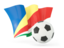 Seychelles. Football with waving flag. Download icon.