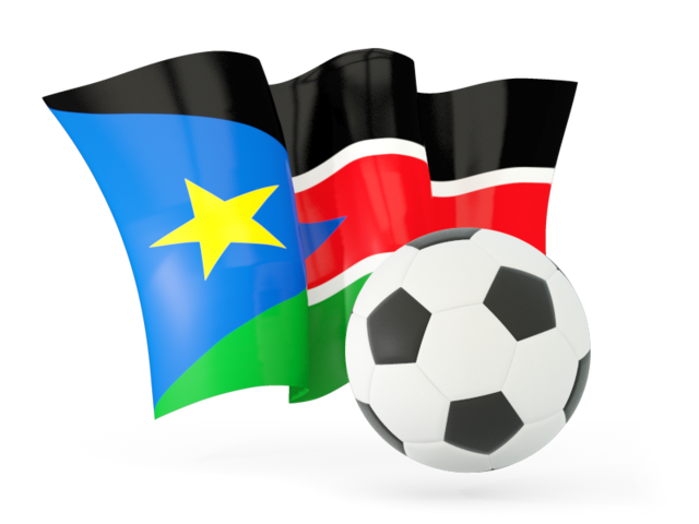 Футбольный мяч с волнистым флагом. Скачать флаг. Южный Судан