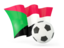 Sudan. Football with waving flag. Download icon.