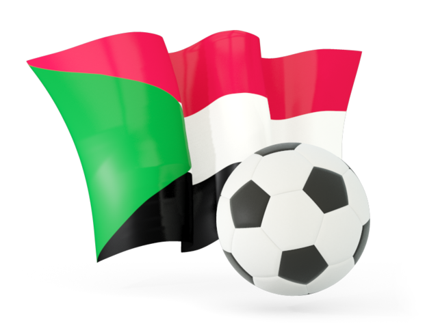 Football with waving flag. Download flag icon of Sudan at PNG format